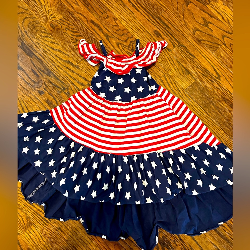 Boutique Patriotic Ruffle Twirl Dress Girls Size 6